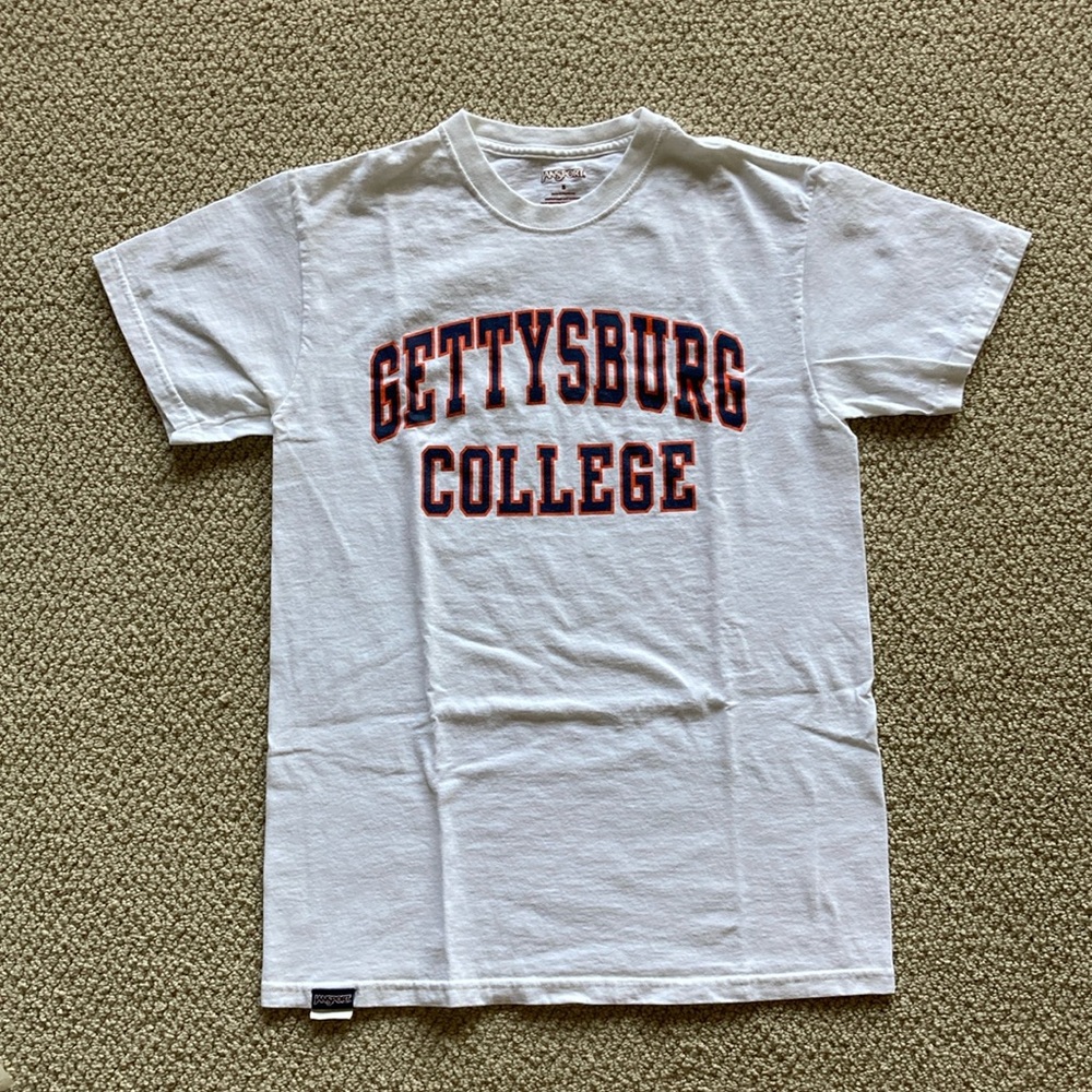 JanSport Gettysburg College White 100% Cotton T-Shirt Top Unisex Small Like New
